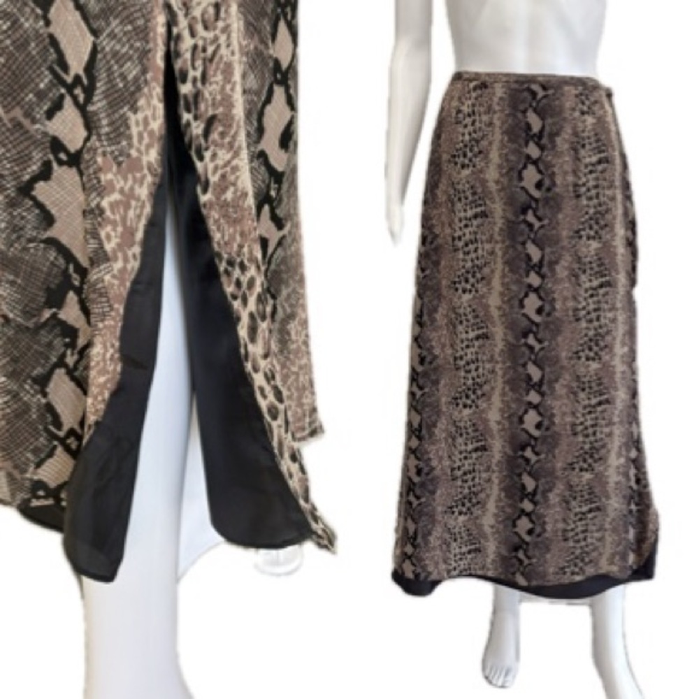 New York City Design Co. Silk Snakeskin Animal Print Midi Skirt Size Mobwife